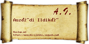 Aszódi Ildikó névjegykártya