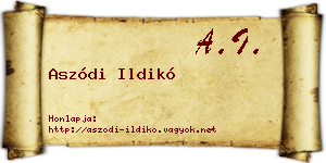 Aszódi Ildikó névjegykártya